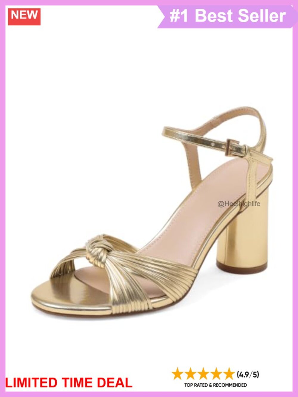 Faux Leather Chunky Block Heel Braided Knot Ankle Strap Sandals